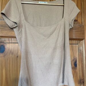 Reformation Tan Ribbed Top